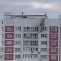 Screen grab from an unverified video circulating on social media said to show damage to a Moscow building after a drone attack, May 30, 2023 (Used in accordance with Clause 27a of the Copyright Law)