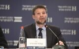Finance Minister Bezalel Smotrich speaks at the Israel Democracy Institute (IDI) conference in Jerusalem, May 30, 2023. (Michal Fattal)