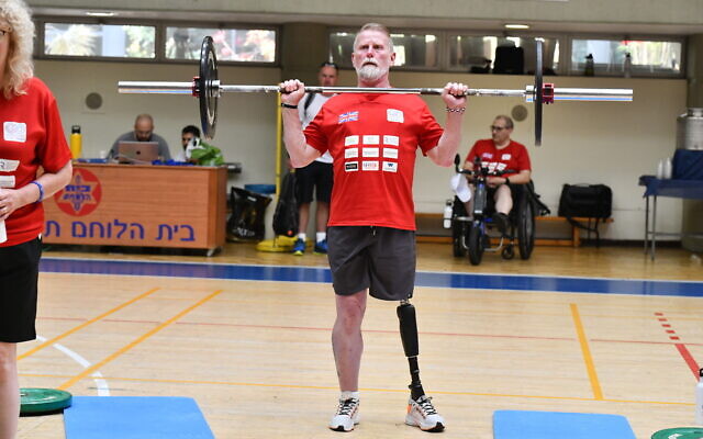 A British athlete competes in the CrossFit event during the 3rd Veterans Games in Tel Aviv on May 29, 2023. (courtesy Beit Halochem UK)