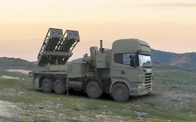 A undated handout image showing a PULS artillery rocket-launcher system. (Elbit Systems)