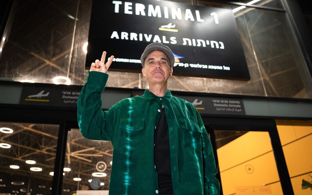‘Incredibly excited’: British pop star Robbie Williams lands in Israel