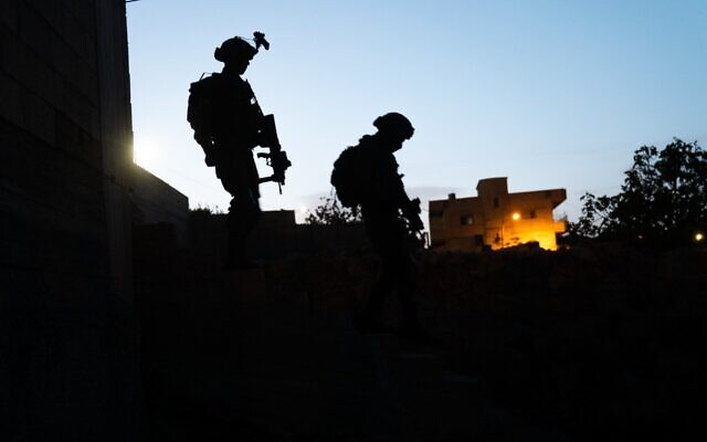 Illustrative: Israeli troops operate in the West Bank, early April 19, 2023. (Israel Defense Forces)