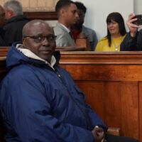 Fulgence Kayishema sits in the Magistrate's Court in Cape Town, South Africa, May 26, 2023. (AP Photo/Nardus Engelbrecht)