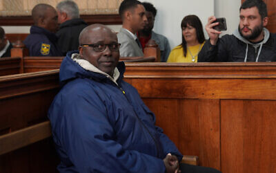 Fulgence Kayishema sits in the Magistrate's Court in Cape Town, South Africa, May 26, 2023. (AP Photo/Nardus Engelbrecht)