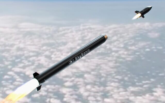 This handout image released on June 14, 2023, shows a render of the Sky Sonic anti-hypersonic missile. (Rafael)