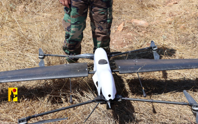 An Israeli drone that the Hezbollah terror group claims it downed over southern Lebanon, on June 26, 2023. (Central Media)