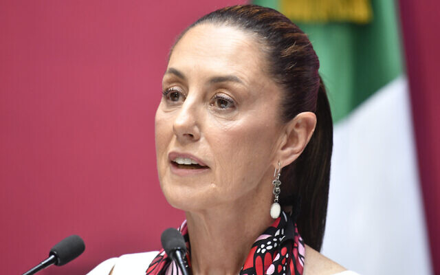 Mexico City Mayor Claudia Sheinbaum speaks during a press conference in Mexico City on June 12, 2023. (Claudio Cruz/AFP)