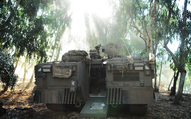A 'Namer' APC is seen during a drill held by the Golani Brigade in the Golan Heights,  August 22, 2012. (Pvt. Tal Manor/Israel Defense Forces, file)