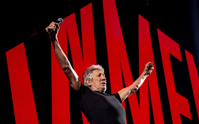 Roger Waters performs at Barclays Arena in Hamburg, Germany, on May 7, 2023, to kick off his 'This Is Not A Drill' tour of Germany. (Daniel Bockwoldt/dpa via AP)