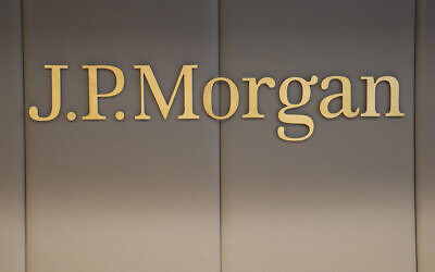 The logo of JPMorgan bank is pictured at the new French headquarters of JP Morgan bank, Tuesday, June 29, 2021, in Paris. (AP Photo/Michel Euler, Pool, File)