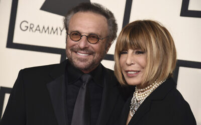 FILE - Barry Mann, left, and Grammy-winning lyricist Cynthia Weil pose for a picture at the 57th annual Grammy Awards at the Staples Center on February 8, 2015, in Los Angeles. (Jordan Strauss/Invision/AP, File)