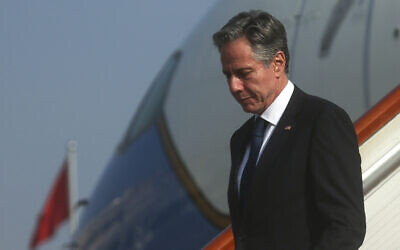 US Secretary of State Antony Blinken arrives in Beijing, June 18, 2023. (Leah Millis/Pool Photo via AP)