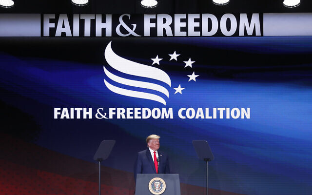 File: US President Donald Trump at the Faith and Freedom Coalition conference in Washington, DC, June 26, 2019. (AP Photo/Pablo Martinez Monsivais)