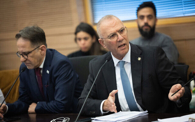 Prime Minister's Office director general Yossi Shelley speaks during a Knesset Finance Committee meeting in Jerusalem, February 22, 2023. (Yonatan Sindel/Flash90)