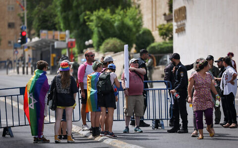 Police security at the annual Jerusalem Pride Parade, on June 1, 2023. (Yonatan Sindel/Flash90)