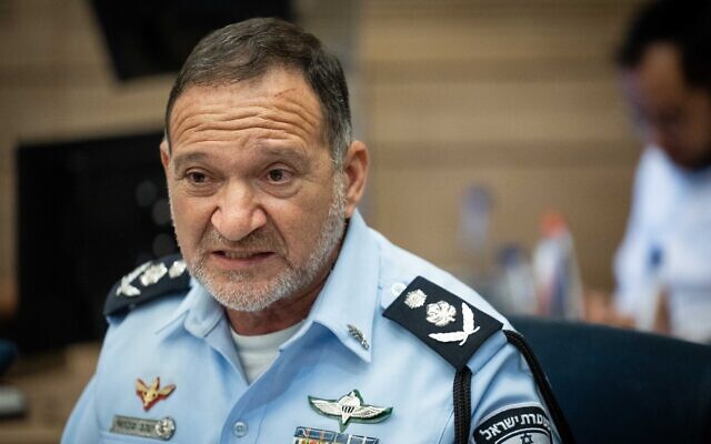 Israel Police Commissioner Yaakov 'Kobi' Shabtai addresses a State Control Committee meeting at the Knesset on June 6, 2023. (Yonatan Sindel/Flash90)