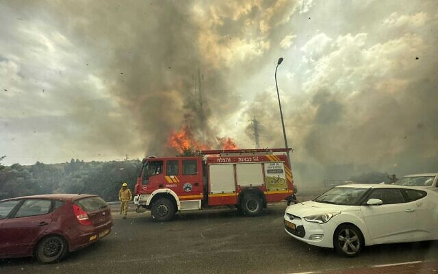 A fire near Shilat in central Israel on June 2, 2023. (Fire and Rescue Services)