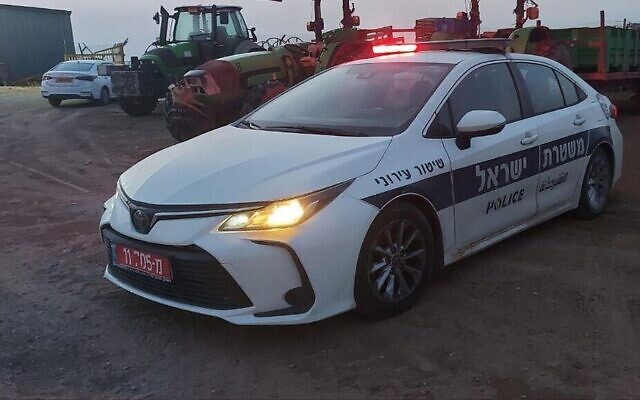 Illustrative: A police car at a crime scene in Ofakim, southern Israel, June 10, 2023. (Israel Police)