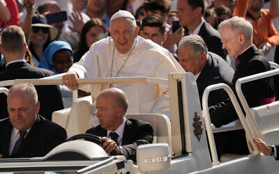 Pope Francis arrives for his weekly general audience in St. Peter's Square at The Vatican, June 7, 2023. (AP Photo/Andrew Medichini)