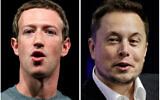 Meta CEO Mark Zuckerberg, left, and Tesla and SpaceX CEO Elon Musk, right. (AP Photo/Manu Fernandez, Stephan Savoia)