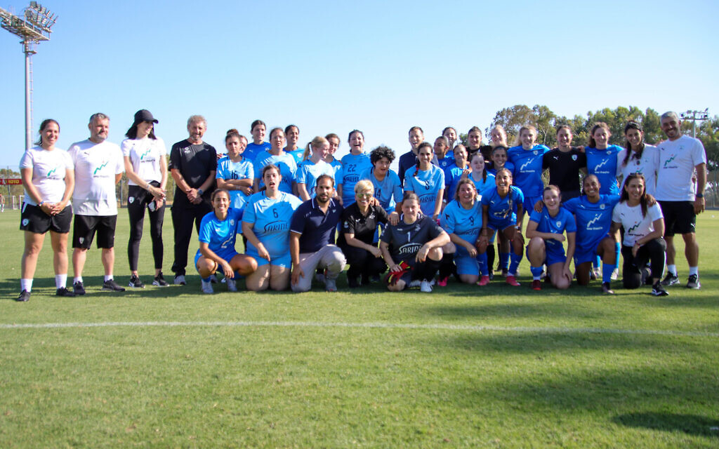 The Special Olympics Israeli women's soccer team poses for a photo on June 5, 2023. (Ben Melnik)