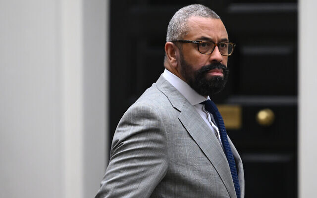 Britain's Foreign Secretary James Cleverly arrives for a cabinet meeting at 10 Downing Street in central London on July 4, 2023. (Justin Tallis/AFP)