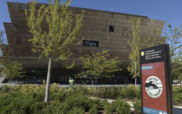 In this photo taken Sept. 14, 2016, final preparations are being made for the opening of the National Museum of African American History and Culture in Washington.   (AP Photo/Susan Walsh)