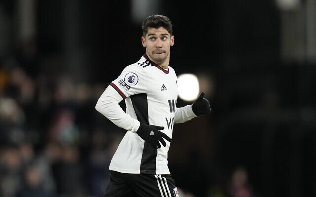 Fulham's Manor Solomon celebrates after scoring during the English Premier League soccer match between Fulham and Wolverhampton Wanderers at Craven Cottage stadium in London, February 24, 2023. (AP Photo/Kirsty Wigglesworth)