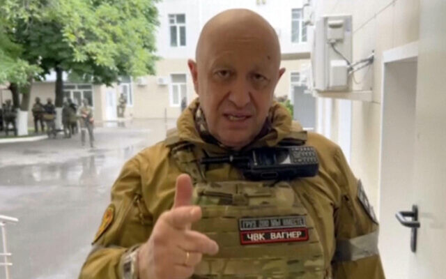 In this handout photo taken from video released by Prigozhin Press Service, Yevgeny Prigozhin, the owner of the Wagner Group military company, records his video addresses in Rostov-on-Don, Russia, Saturday, June 24, 2023. (Prigozhin Press Service via AP, File)