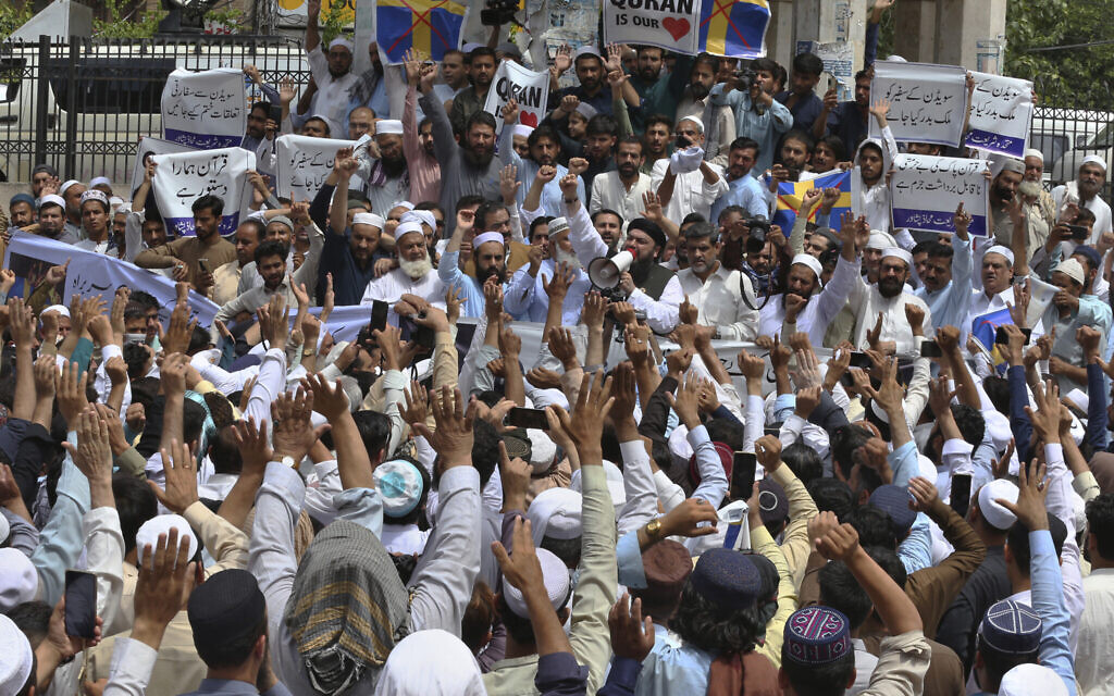 world News  Masses in Pakistan attend anti-Sweden protests after Quran burning in Stockholm