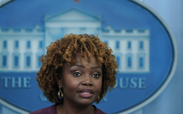 White House press secretary Karine Jean-Pierre speaks during the daily briefing at the White House in Washington, Wednesday, July 19, 2023. (AP/Susan Walsh)