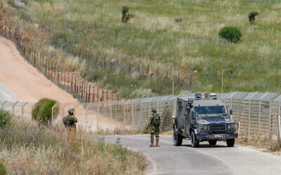 Israeli soldiers guard on the border with Lebanon, May 16, 2023. (Ayal Margolin/ Flash90)