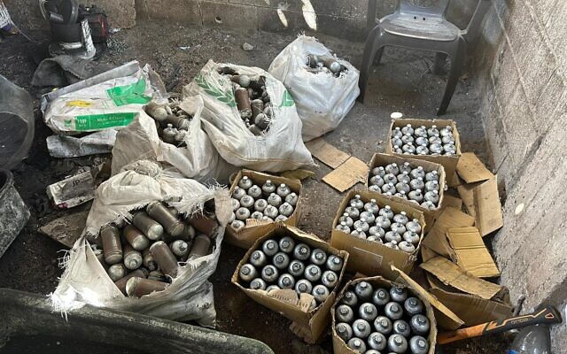 Explosives located by Israeli forces in the West Bank city of Jenin, July 3, 2023. (Israel Defense Forces)