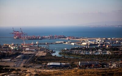 View of the port in the northern city of Haifa, July 31, 2022. (Shir Torem/Flash90)