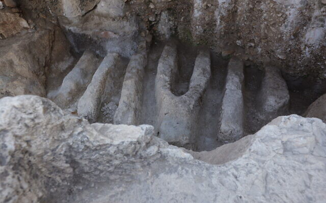The northern channels of a unique ancient installation discovered in the City of David, Jerusalem, August 2023. (Eliyahu Yanai/City of David)