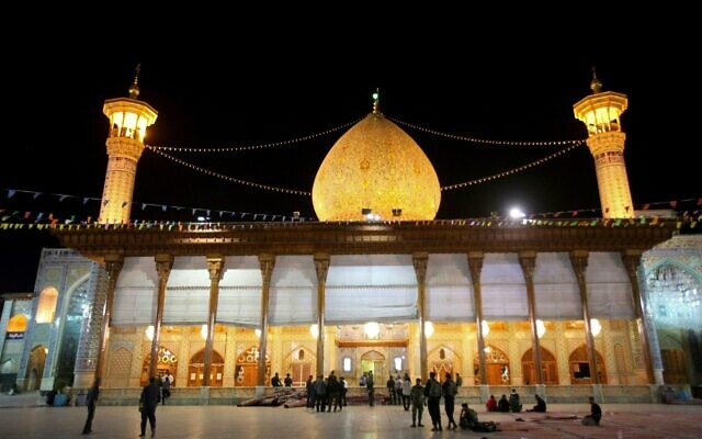 Iranian security forces deploy following an armed attack at the Shah Cheragh mausoleum in the city of Shiraz on October 26, 2022. (ISNA news agency/ AFP) Iranian security forces deploy following an armed attack at the Shah Cheragh mausoleum in the city of Shiraz on October 26, 2022. (ISNA news agency/ AFP)