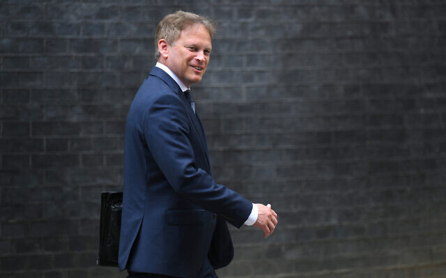Britain's newly appointed Defense Secretary Grant Shapps leaves Number 10 Downing Street in London on August 31, 2023. (Daniel Leal/AFP)