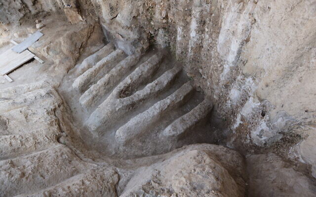 The northern channels discovered at a unique ancient installation in the City of David, Jerusalem, August 2023. (Eliyahu Yanai/City of David)