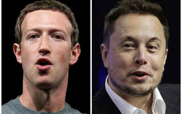 FILE - This combo of file images shows Facebook CEO Mark Zuckerberg, left, and Tesla and SpaceX CEO Elon Musk.   (AP Photo/Manu Fernandez, Stephan Savoia, File)