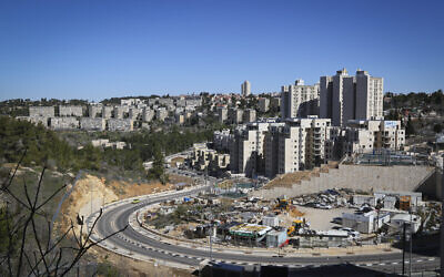 A view of apartment buildings in the Kiryat HaYovel neighborhood of Jerusalem, on February 19, 2017. (Yaakov Lederman/Flash90)
