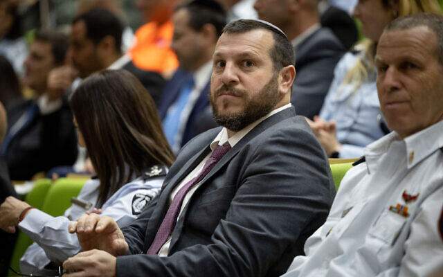 Heritage Minister Amichai Eliyahu attends a ceremony at the Knesset, in Jerusalem, on June 19, 2023. (Yonatan Sindel/Flash90)