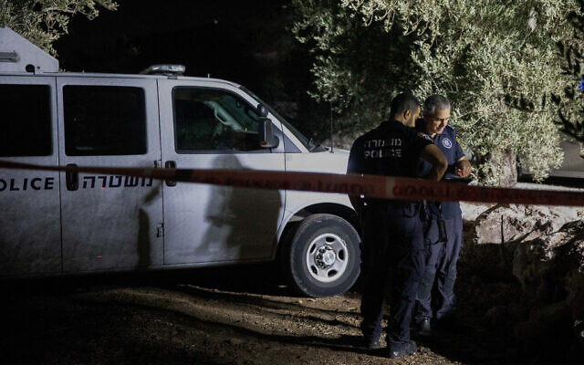Police at the scene of a mass shooting in Abu Snan, August 22, 2023. (Shir Torem/Flash90)