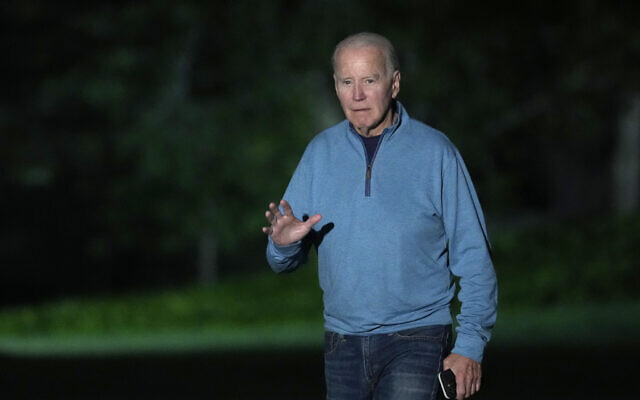 US President Joe Biden walks across the South Lawn of the White House in Washington, Tuesday, September 12, 2023, after returning from a trip to India and Vietnam. (AP Photo/Susan Walsh)