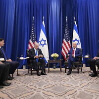 President Joe Biden meets with Israeli Prime Minister Benjamin Netanyahu in New York, September 20, 2023. (AP Photo/Susan Walsh)