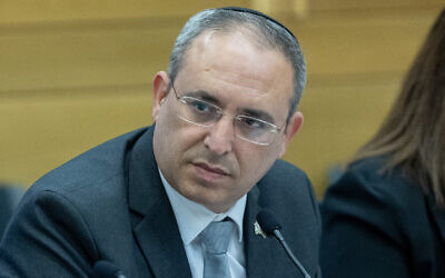 Likud MK Eliyahu Revivo attends a Knesset committee meeting on June 12, 2023. (Yonatan Sindel/Flash90)