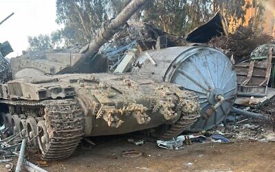 A decommissioned IDF tank that was stolen from a base in northern Israel after being found in a scrapyard on September 20, 2023 (Israel Police)
