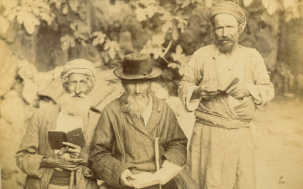 Sephardic, Ashkenazi, and Mizrahi men in Jerusalem, c. 1900. (YIVO Institute for Jewish Research via JTA)