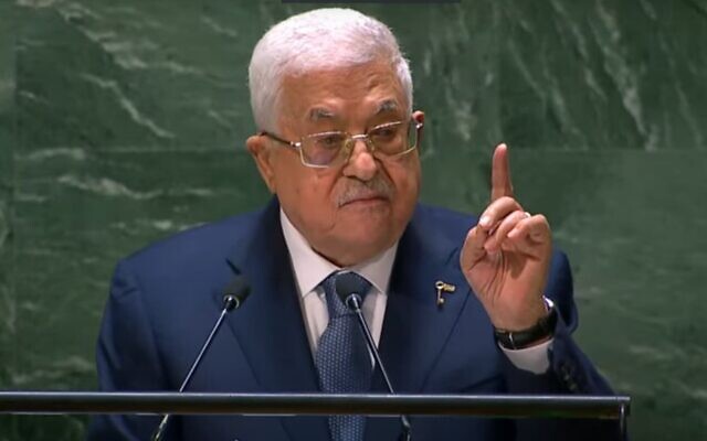 Palestinian Authority President Mahmoud Abbas addresses the UN General Assembly on September 21, 2023 (UN screenshot)