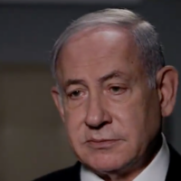 Prime Minister Benjamin Netanyahu is interviewed by CNN on Sptember 23, 2023 (Screen grab used in accordance with Clause 27a of the Copyright Law)