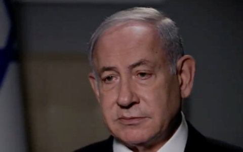 Prime Minister Benjamin Netanyahu is interviewed by CNN on September 23, 2023 (Screen grab used in accordance with Clause 27a of the Copyright Law)
